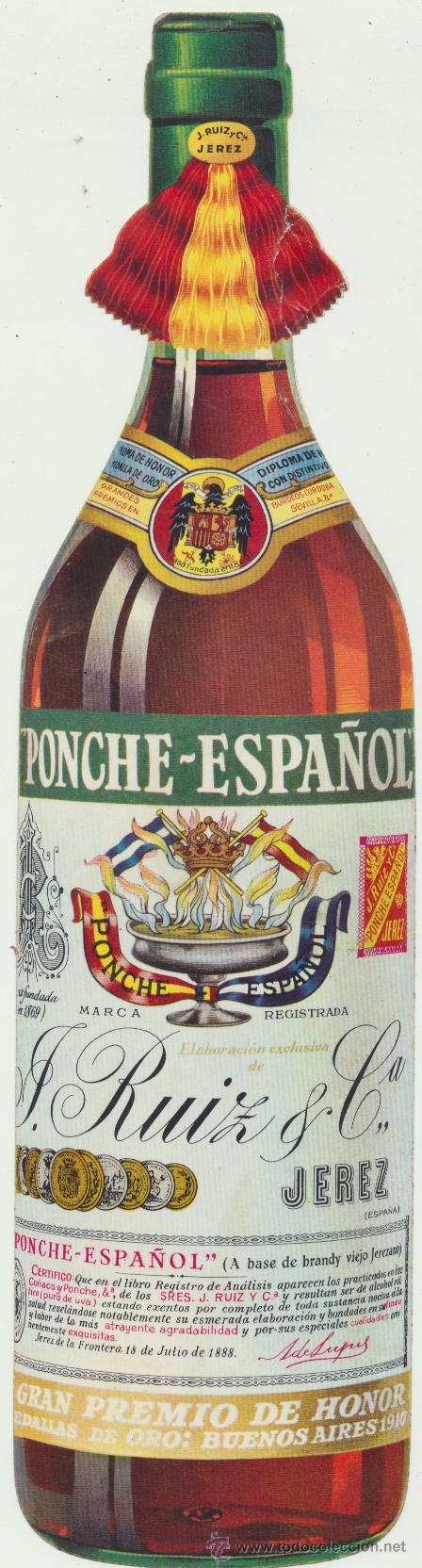 Ponche Español. Botella troquelada (28x7 cm) J. Ruiz y Cía.