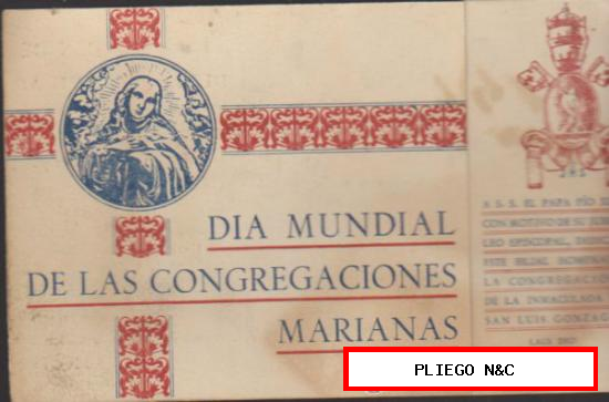 Día Mundial de las Congregaciones Marianas. Sevilla. Mayo, 1942. doble hoja