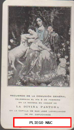 Recuerdo de la Comunión General 2 de Febrero en Honor de La Divina Pastora. 1919