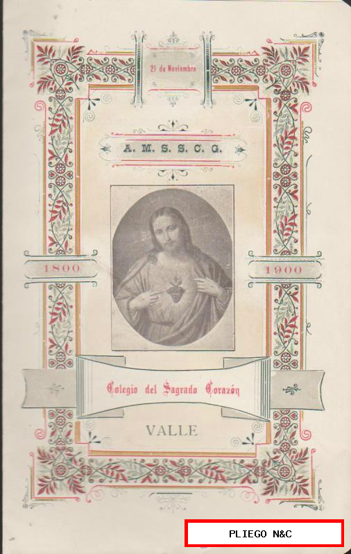 Colegio del Sagrado Corazón Valle. Sevilla 1900. Solemne Triduo y Misa Solemne
