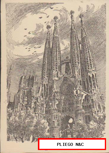 Barcelona-Templo de la Sagrada Familia. Grabado (13x9,5)