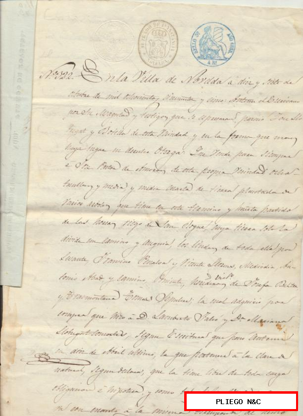Escritura de Venta. En la Villa de Novelda en 1855