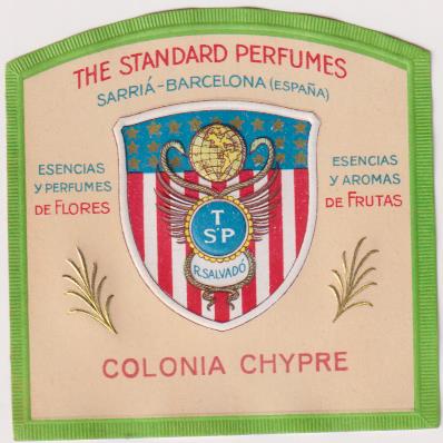 Etiqueta. Colonia Chipre. Esencias y perfumes de flores