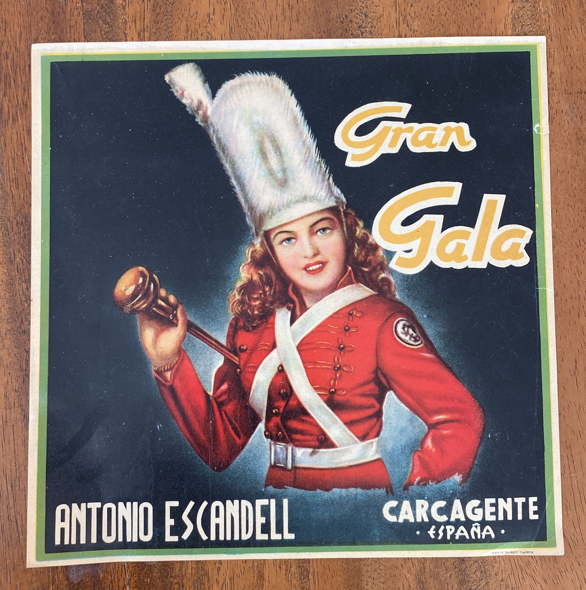 Gran Gala. Etiqueta (25x25 cms.) Antonio Escandel. Carcagente