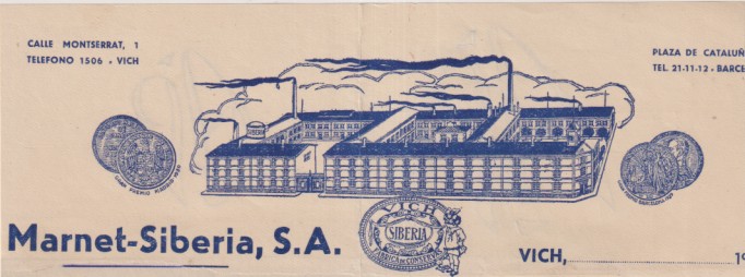 Marnet - Siberia, S.A. Vich...Antigua Etiqueta , años 30