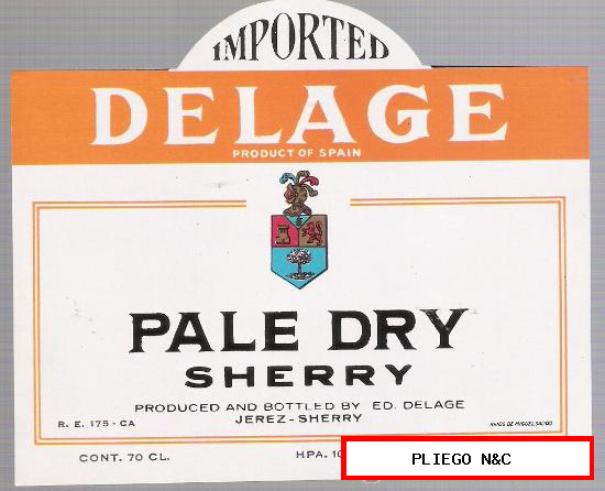Pale Dry Sherry Delage. Jerez. Imported