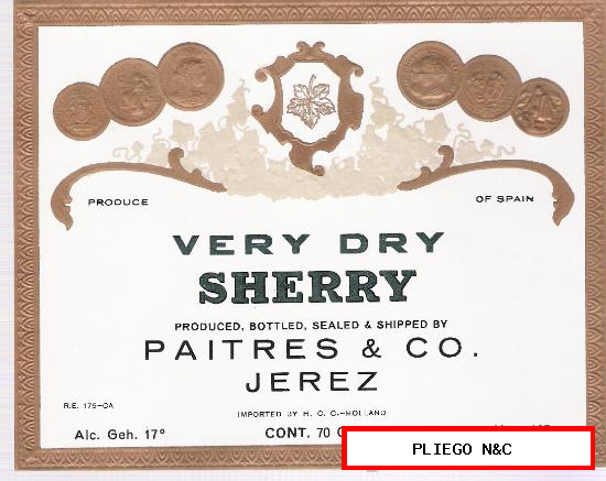 Very Dry Sherry. Paitres & Co. Jerez