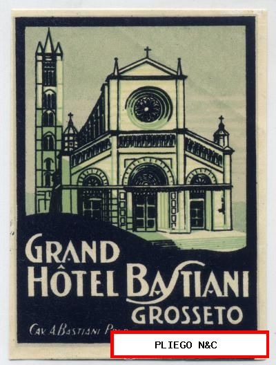 Grosseto-Grand Hotel Bastiani. Etiqueta