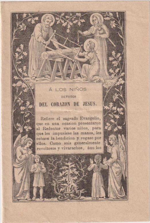 A Los Niños Devotos del Corazón de Jesús. Folleto (13, 5x9) 4 páginas. Madrid 1884
