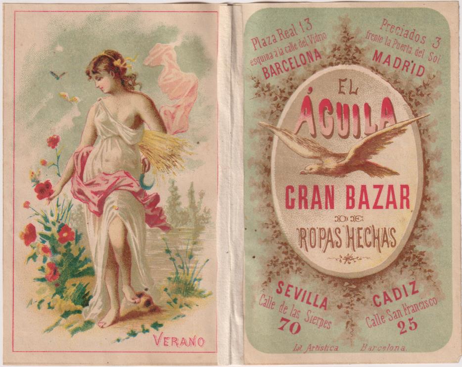 El Águila. Gran Bazar de Ropas hechas. Sevilla y Cádiz. Lista de Precios de 1884