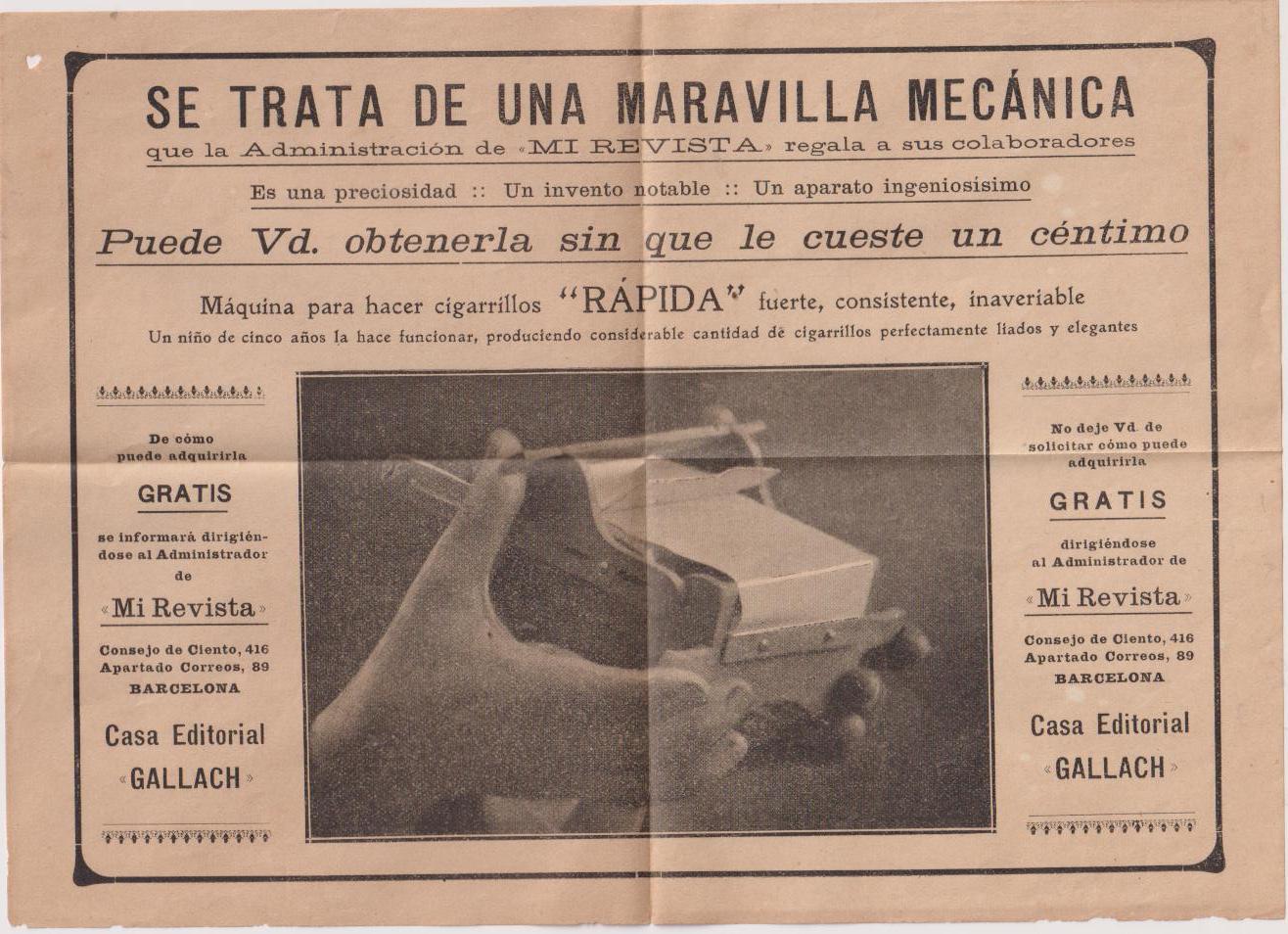 Máquina para hacer cigarrillos Rápida. Publicidad (16x22)