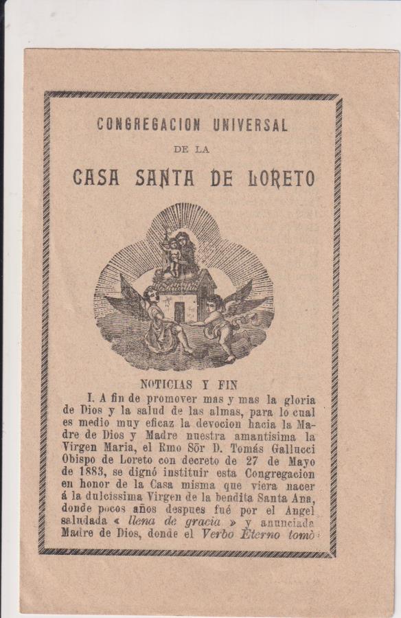 Congregación Universal de la Casa Santa de Loreto, Año 1903