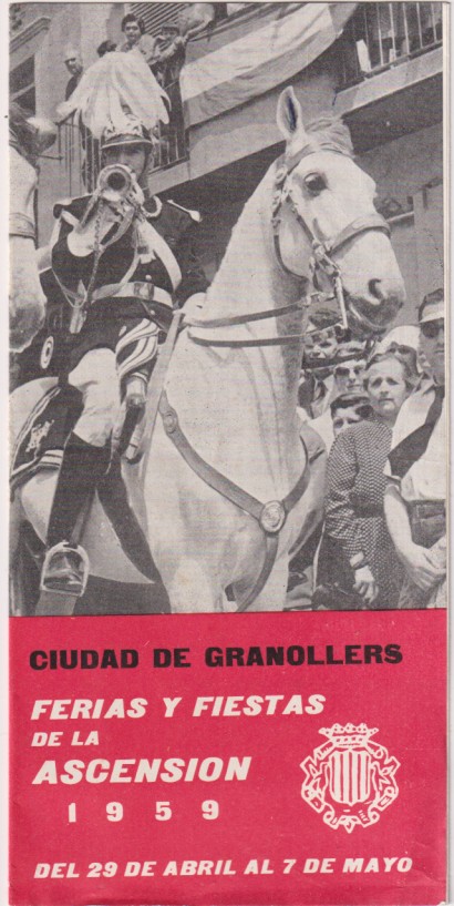 Ciudad de Granollers. Ferias y Fiestas de la Ascensión 1959. Del 29 de Abril al 7 de mayo. Tríptico con 6 páginas