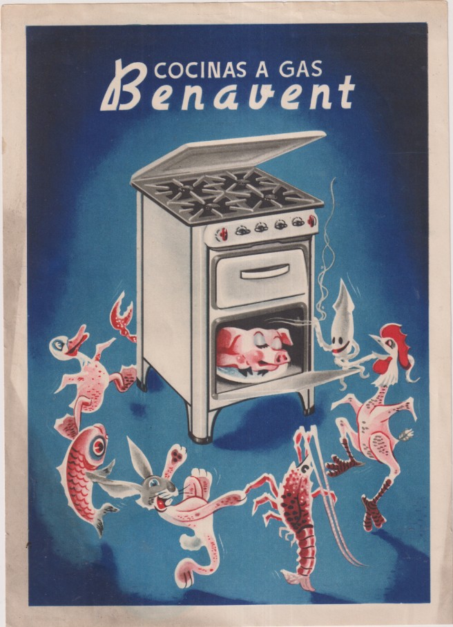 Folleto Publicitario (24x17 cm.) Cocinas a gas Benavent. Años 50