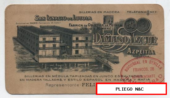 Publicidad (8,5x14,5) San Ignacio de Loyola. Fábrica de sillería en madera, junco