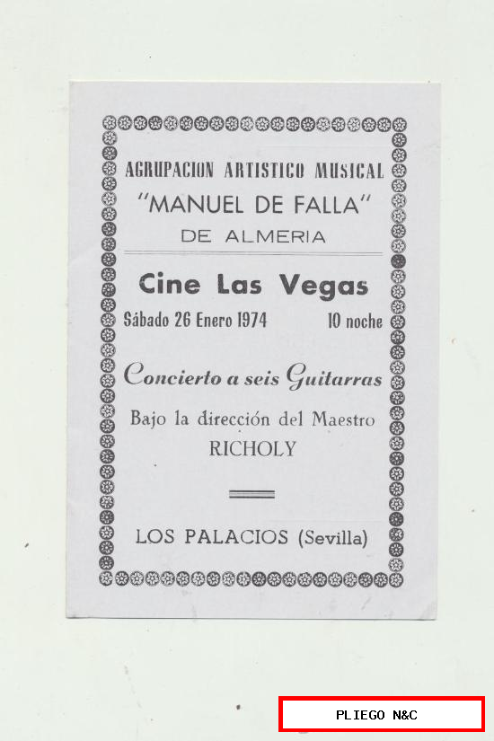 Agrupación Artístico Musical Manuel de Falla de Almería. Programa doble. Los Palacios 1974