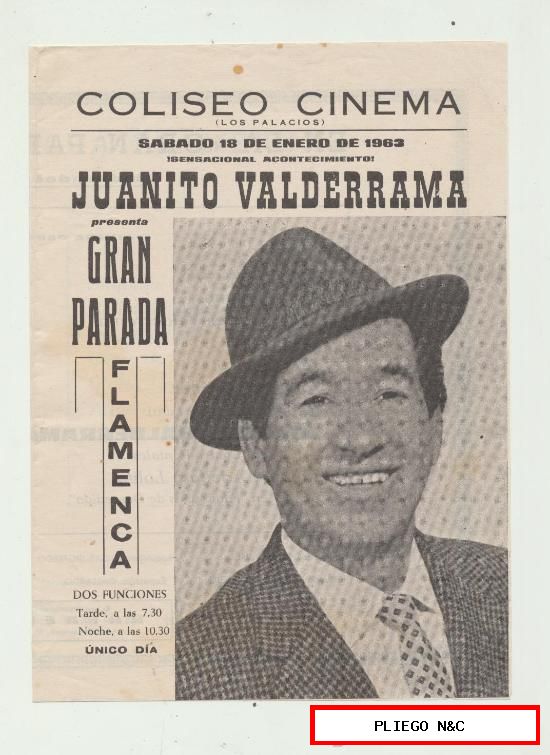 Juanito Valderrama en Gran Parada Flamenca. Programa doble. Coliseo Cinema-Los Palacios 1963