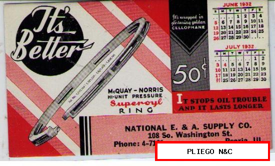Papel Secante (9x15) publicidad de McQuay-Norris. 1932