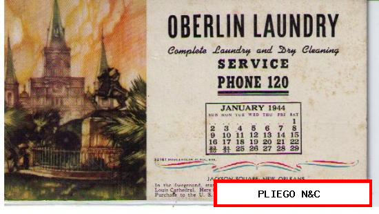 Secante (9x15,5) Publicidad de Oberlin Laundry. 1944