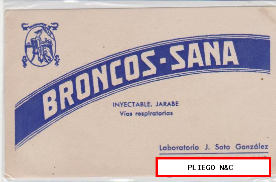 Broncos-Sana. Papel Secante. Laboratorios J. Soto-Madrid