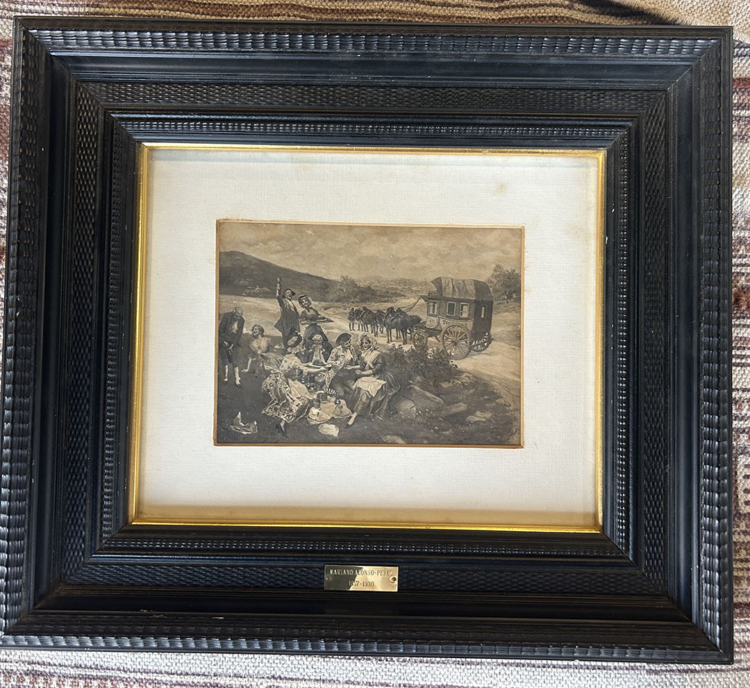 M. Alonso Pérez. 'Diligencia'. Enmarcado y cristal. Firmado