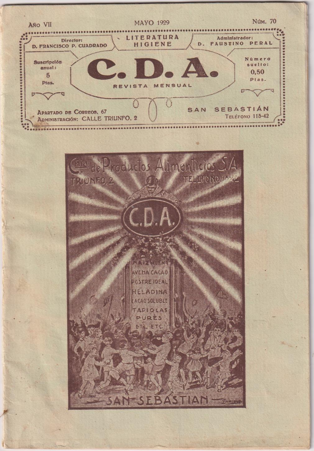 C.D.A. Revista Mensual. nº 70. Mayo 1929
