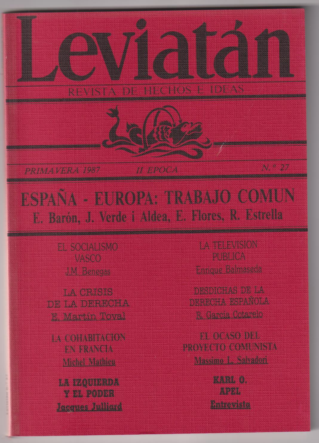 Leviatán nº 27. Revista de Hechos e Ideas. Primavera 1987