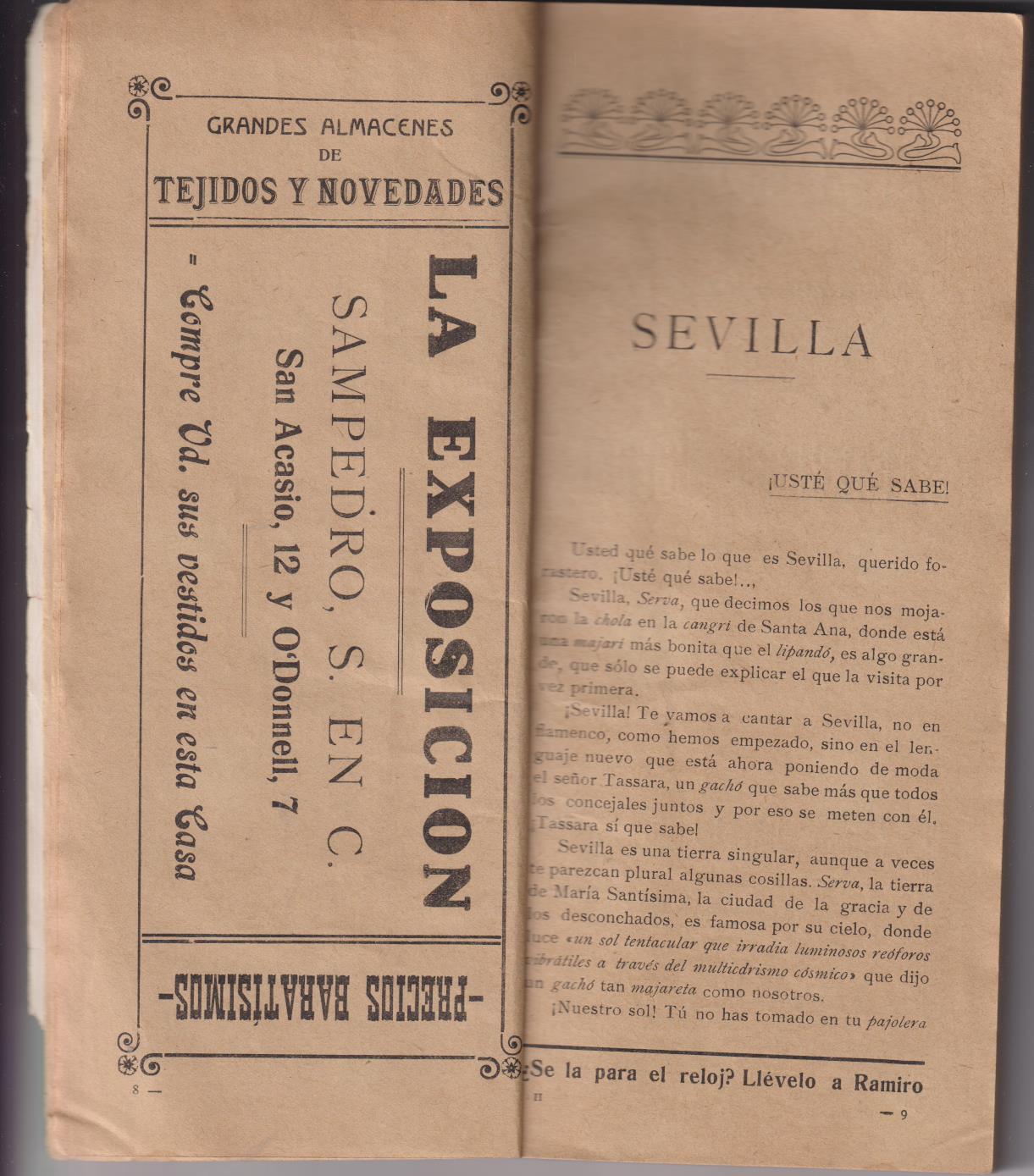 Sevilla en Broma. Guía Programa 1921 Galerín-Cuesta
