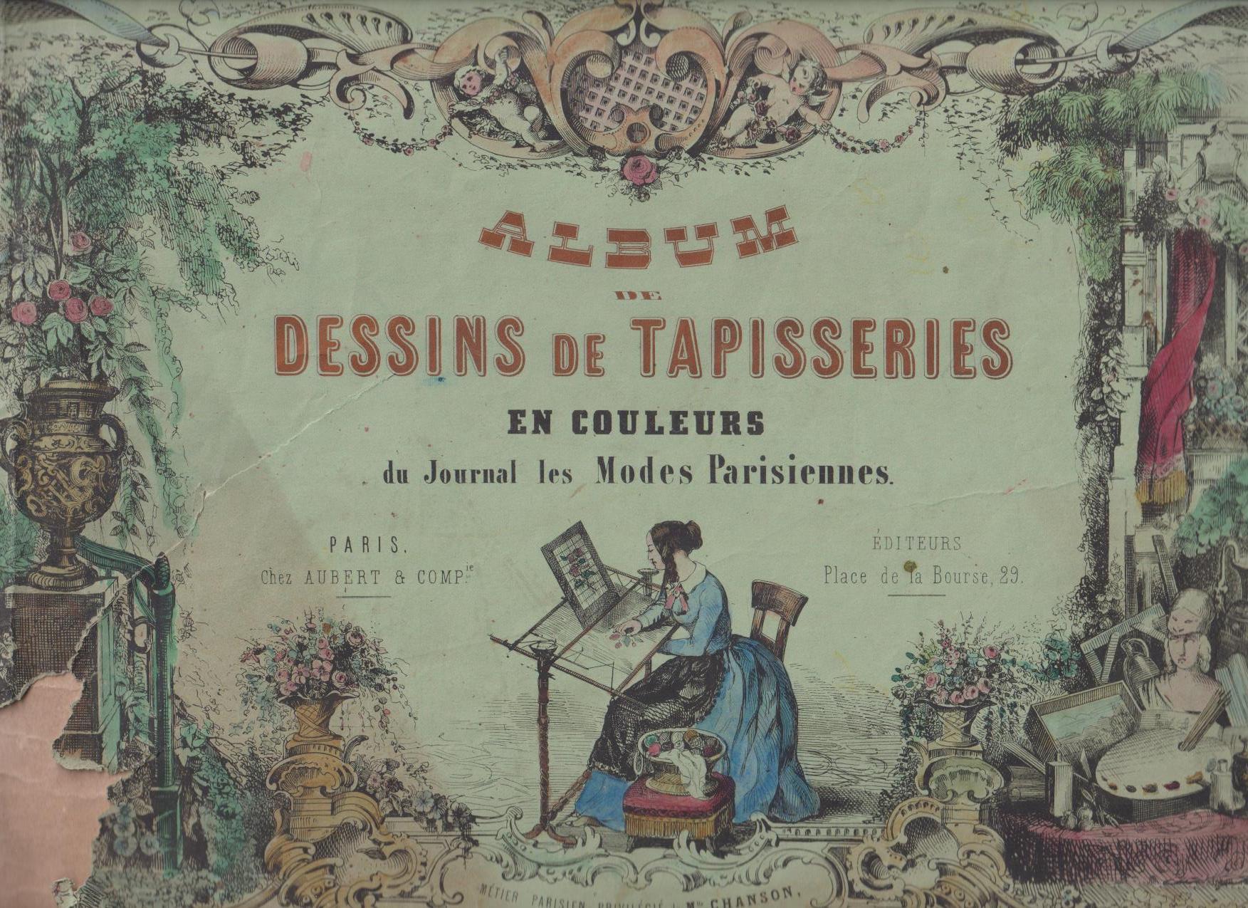Álbum Dessins de Tapisseries en coleurs. Du Journal Les Modes Parisiennes. Siglo XIX