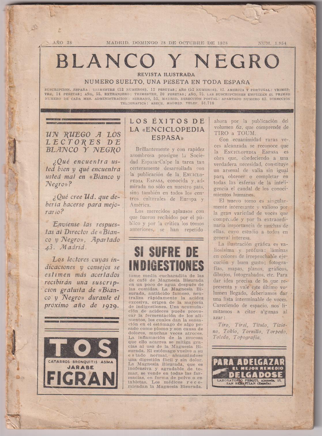 Blanco y Negro nº 1954. Madrid 28 de octubre de 1928