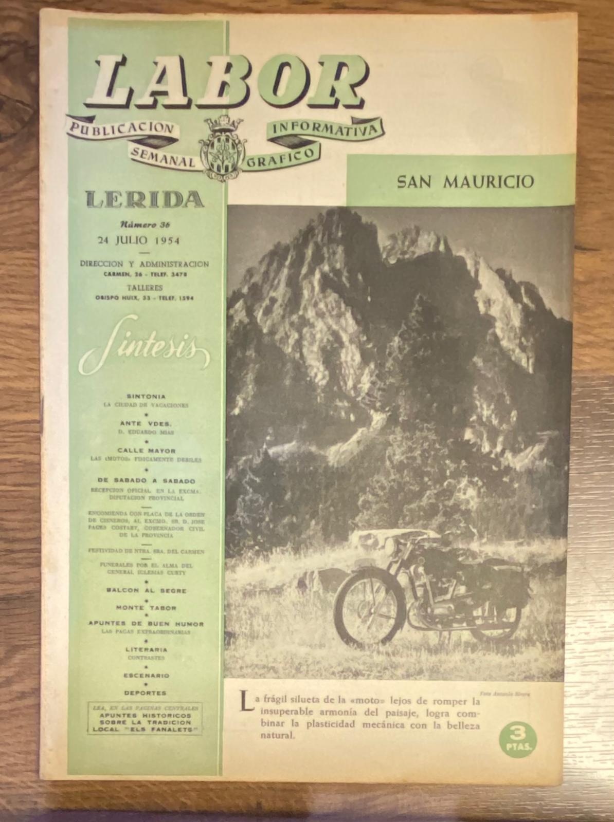 Labor . publicación informativa semanal gráfico nº 36. Lérida 24 julio 1954