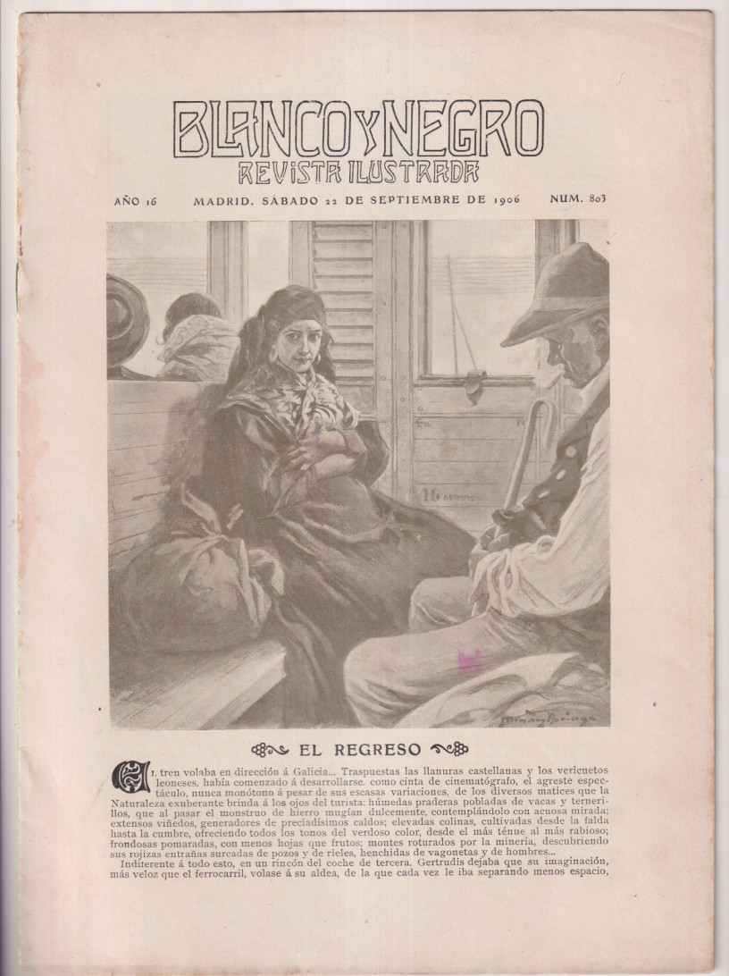 Blanco y Negro nº 803. Madrid 22 de Septiembre de 1906. El Nuevo acorazado, Feria de Huelva Crónica de deportes. Concurso hípico en san Sebastián