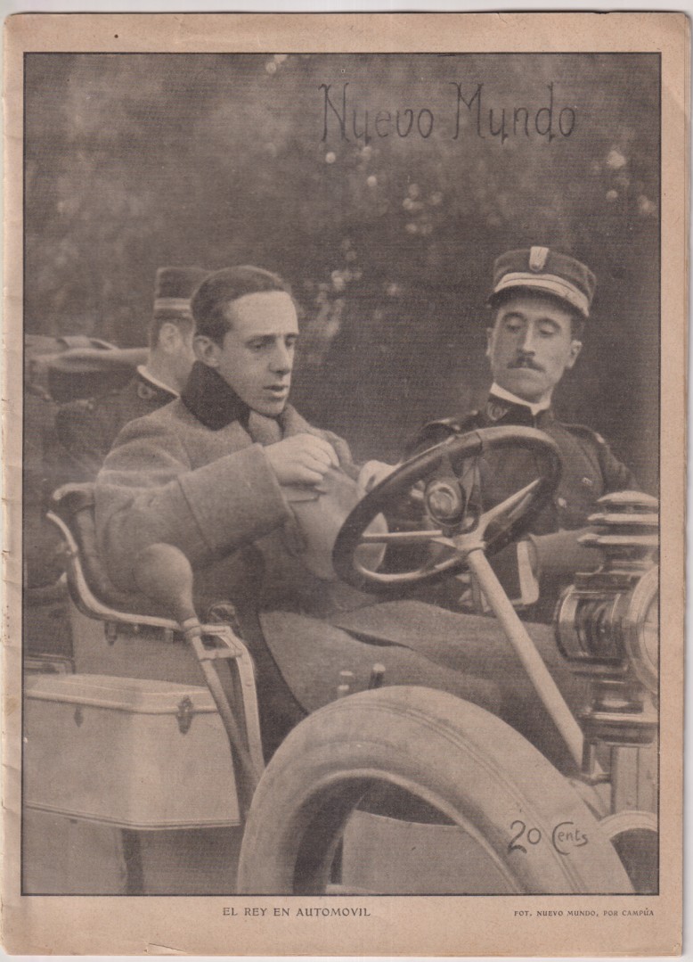 Nuevo Mundo nº 667, 18 octubre de 1906. El Rey en automóvil, Maura en murcia, Valencia la vendimia...