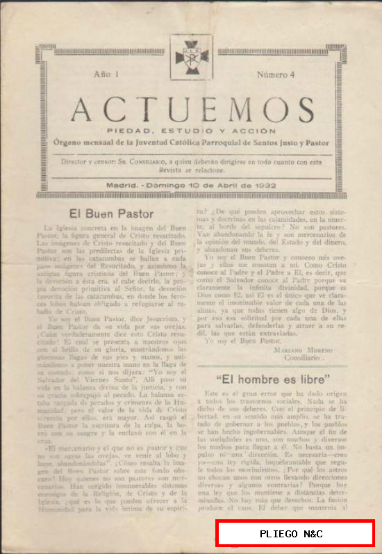 Actuemos nº 4. Año I. Madrid 10 de Abril de 1932
