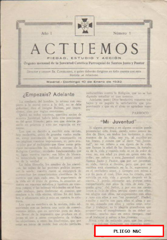 Actuemos nº 1. Año I. Madrid 10 de Enero de 1932