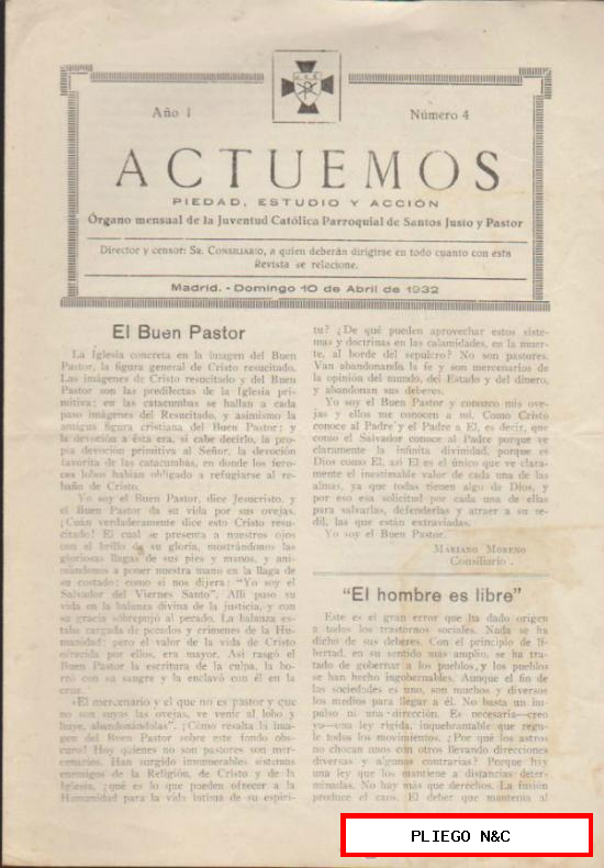 Actuemos nº 4. Año I. Madrid 10 de Abril de 1932