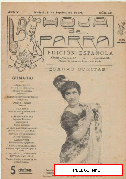Hoja de Parra nº 224. Madrid 11 de Septiembre de 1915
