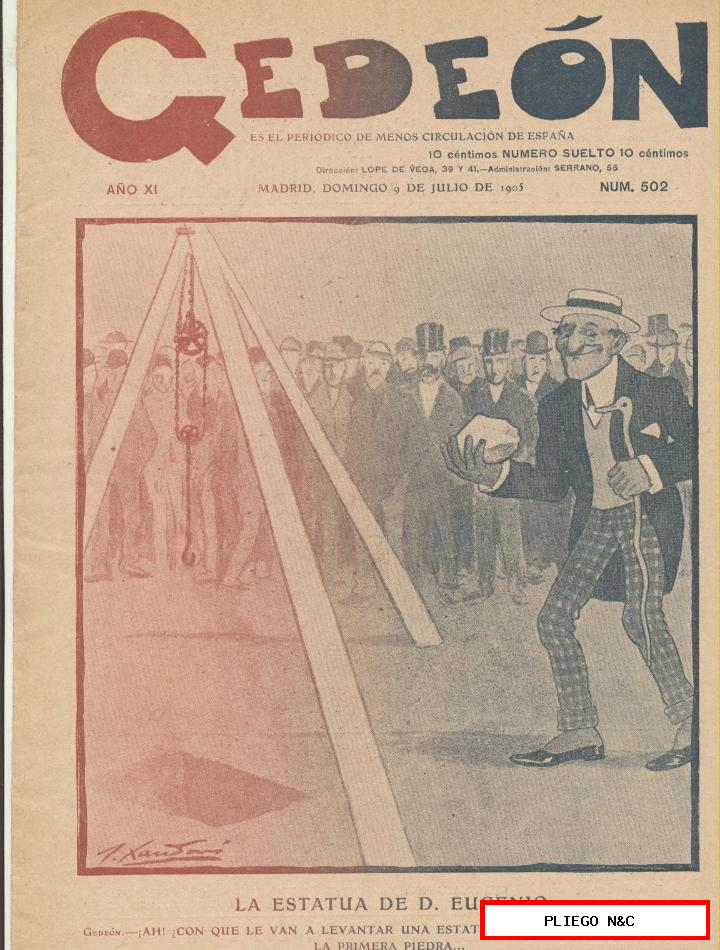 Gedeón semanario satírico nº 502. Madrid 9 de julio de 1905