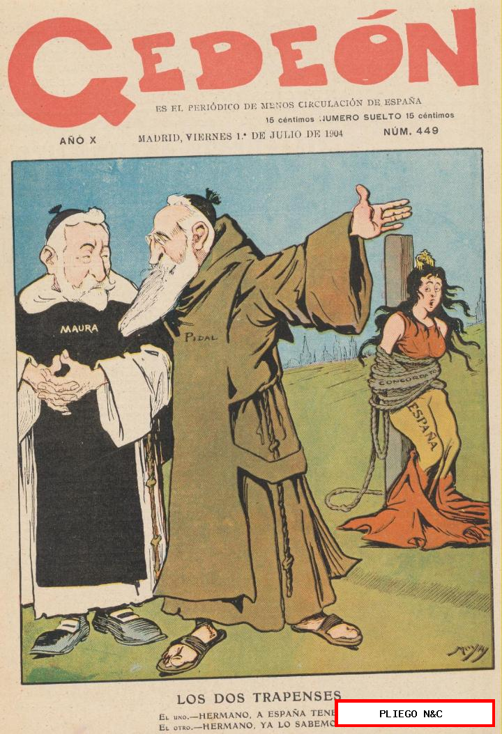 Gedeón semanario satírico nº 449. Madrid 1 de julio de 1904