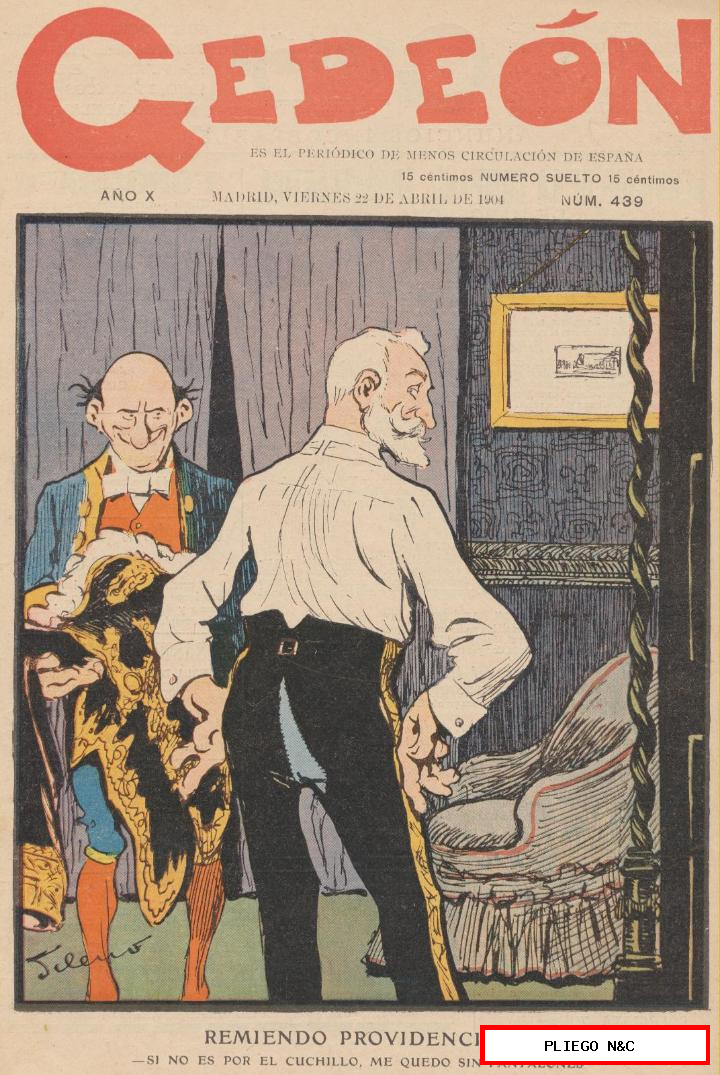 Gedeón semanario satírico nº 439. Madrid 29 de abril de 1904