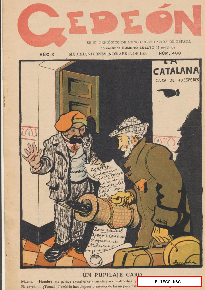 Gedeón semanario satírico nº 439. Madrid 15 de abril de 1904