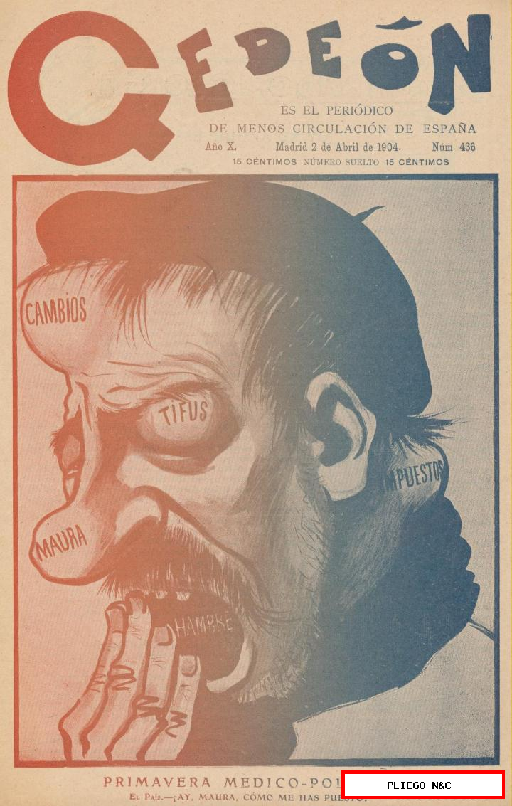 Gedeón semanario satírico nº 436. Madrid 8 de abril de 1904