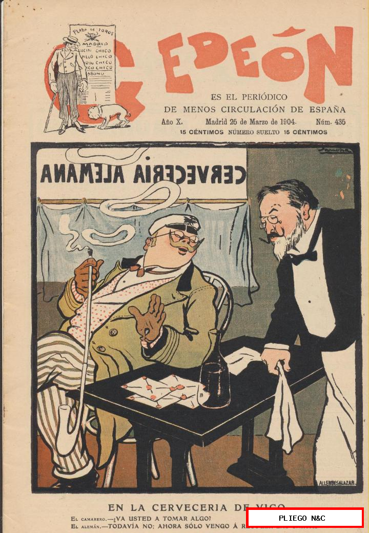 Gedeón semanario satírico nº 435. Madrid 25 de marzo de 1904