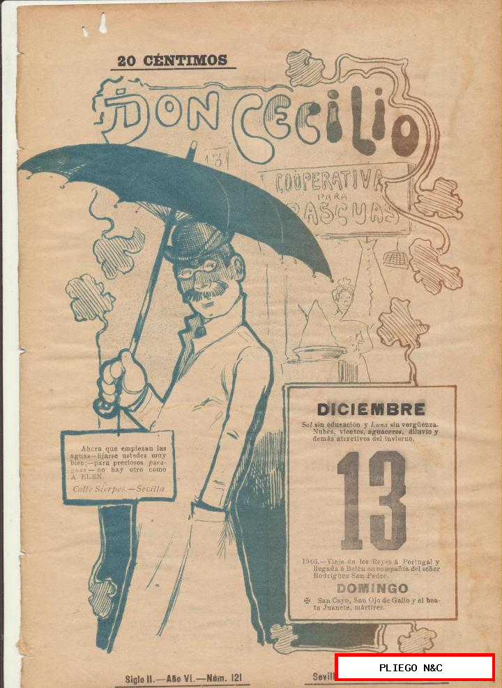 don Cecilio nº 121. Sevilla 13 diciembre 1903