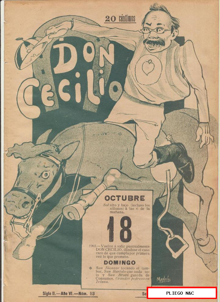 don Cecilio nº 113. Sevilla 18 de octubre de 1903
