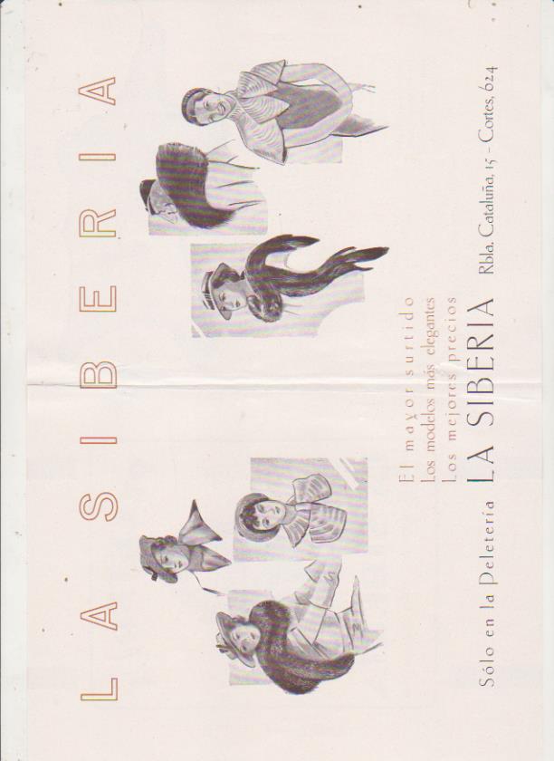 Publicidad de Peletería La Siberia. Doble hoja (20x15) Años 20-30