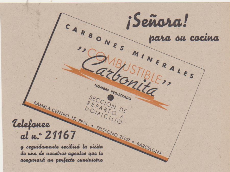 Carbones Minerales. Carbonita. Publicidad (11,5x16)