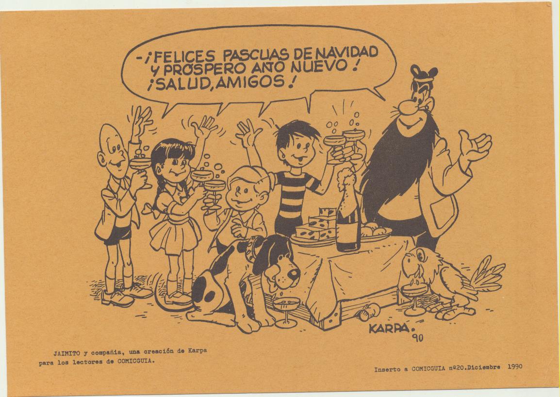 Tarjeta de Felicitación (13,5x19,5) Jaimito y compañía de Karpa. De Comicguía nº 20. diciembre de 1990