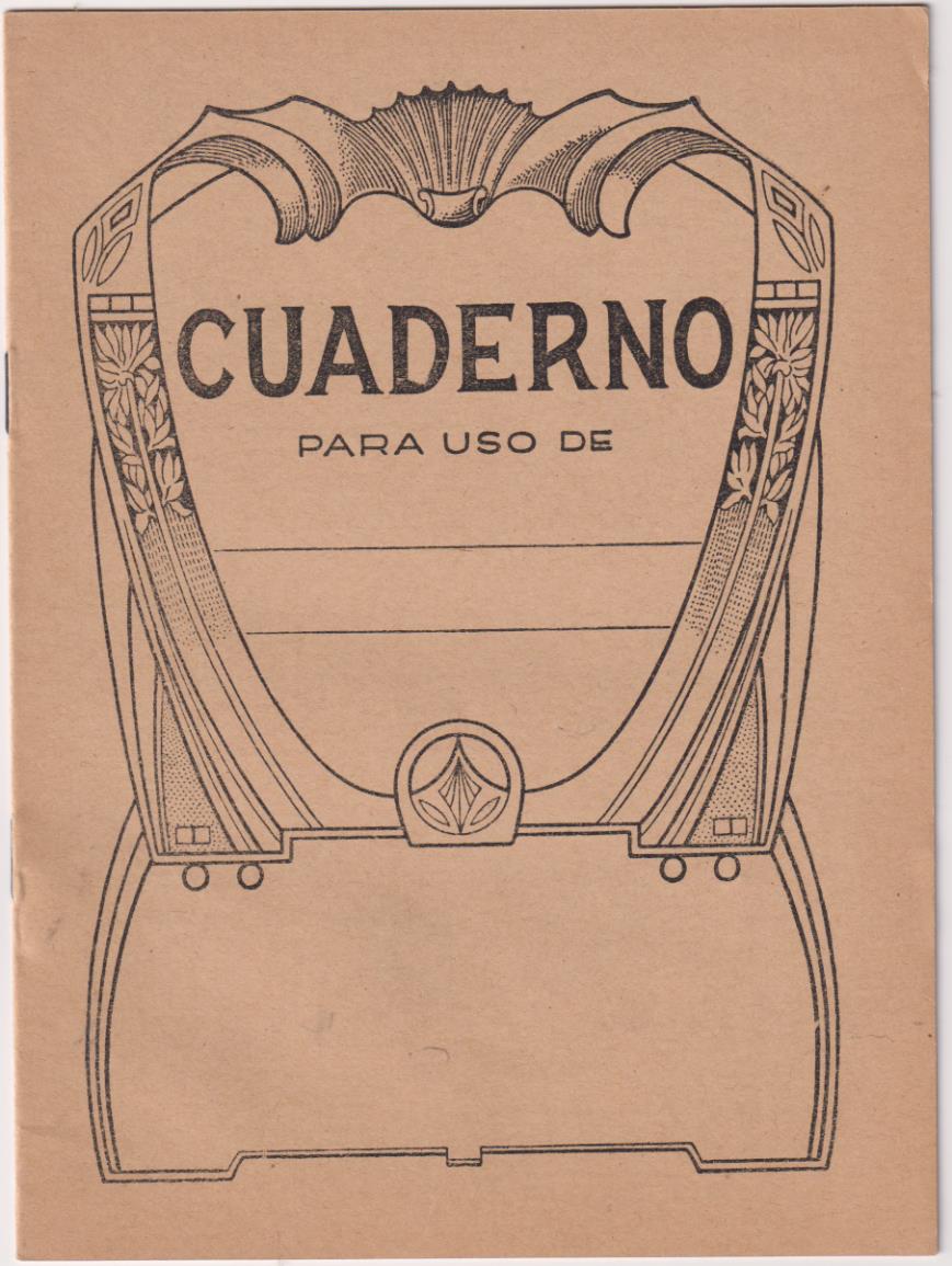 Cuaderno de una raya. SIN USAR, Con la tabla en contraportada. Años 50