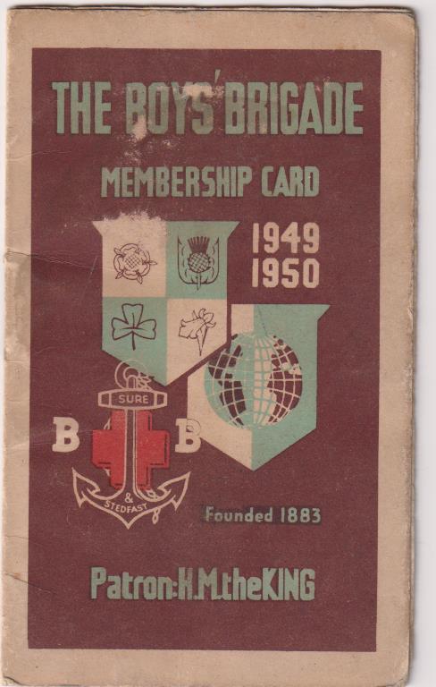 The Boy´Brigade, Member Ship. Carnet de Miembro de la 1ª Compañía de  Dublín, 1949-50